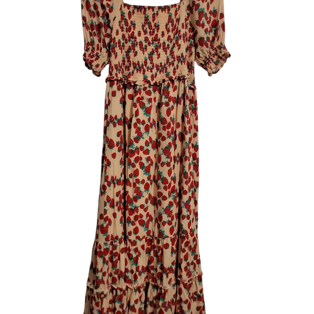 Betsey Johnson Cream Dress with Red Strawberry Print - Picture 4 of 4